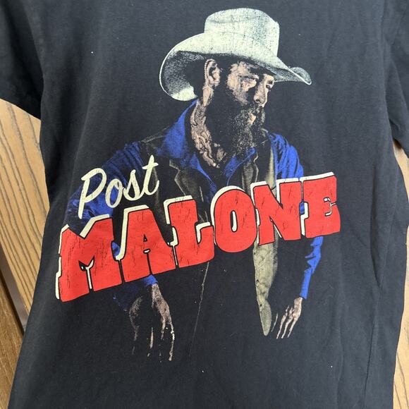 Post Malone Cowboy Tour Tshirt Small Black Distressed Concert Stadium Posty Co - Picture 2 of 6